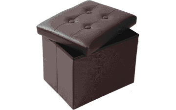 ALASDO Brown Leather Ottoman Stool