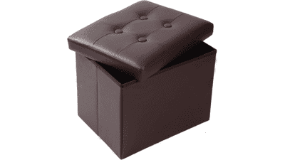 ALASDO Brown Leather Ottoman Stool
