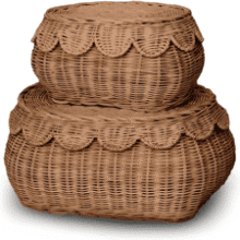 BEBE BASK Scalloped Wicker Basket Set