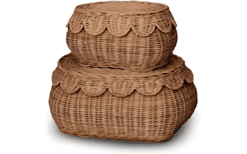 BEBE BASK Scalloped Wicker Basket Set