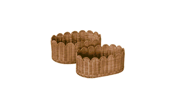 BEBE BASK Scalloped Wicker Basket Set