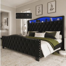 Belffin Velvet Upholstered King Bed Frame