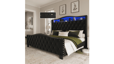 Belffin Velvet Upholstered King Bed Frame