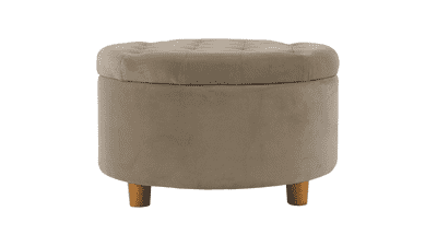 Button Tufted Velvet Storage Ottoman