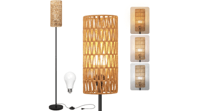 Farmhouse Rattan Floor Lamp