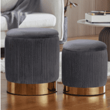Gray Velvet Storage Ottoman Set