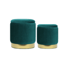 Green Velvet Storage Ottoman Set