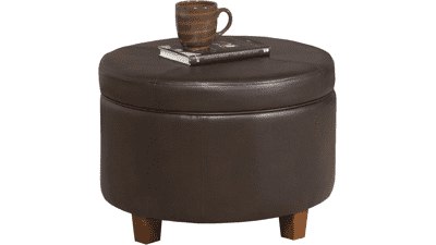 HomePop Leatherette Storage Ottoman
