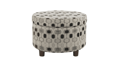 Homepop Storage Ottoman Black Geo