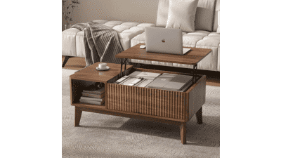 LYNCOHOME Fluted Lift Top Coffee Table