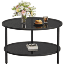 SAYGOER 2 Tier Glass Coffee Table