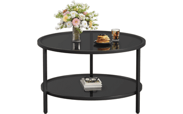 SAYGOER 2 Tier Glass Coffee Table