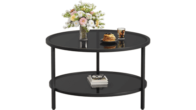 SAYGOER 2 Tier Glass Coffee Table