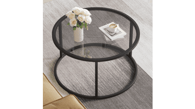 SAYGOER Round Glass Coffee Table