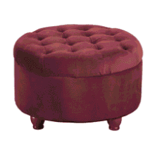Velvet Round Storage Ottoman
