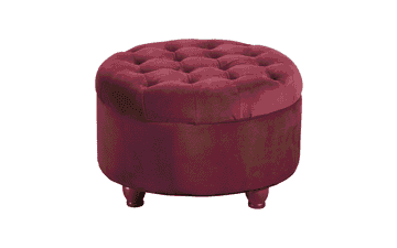 Velvet Round Storage Ottoman