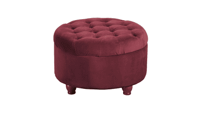 Velvet Round Storage Ottoman