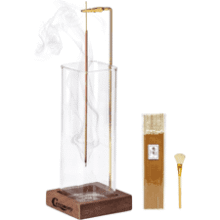 Wooden Incense Holder with Glass Ash Catcher
