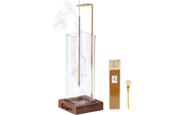 Wooden Incense Holder with Glass Ash Catcher