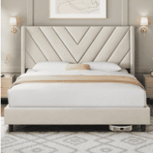 Yaheetech Upholstered Queen Bed Frame