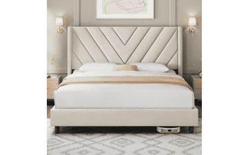 Yaheetech Upholstered Queen Bed Frame