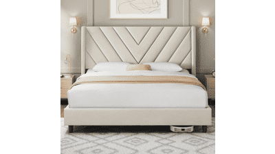 Yaheetech Upholstered Queen Bed Frame