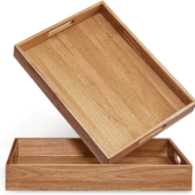 Acacia Wood Serving Tray Set of 2
