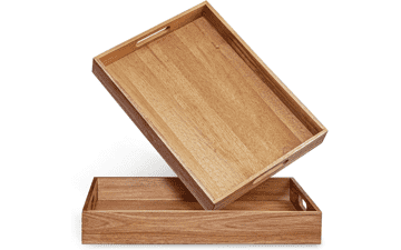 Acacia Wood Serving Tray Set of 2
