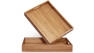 Acacia Wood Serving Tray Set of 2