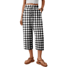 CRAZY GRID Women’s Wide Leg Capri Pants