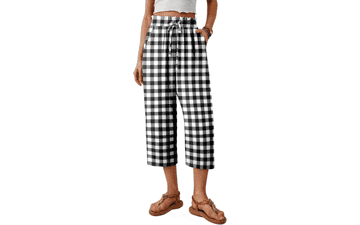 CRAZY GRID Women’s Wide Leg Capri Pants