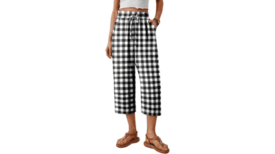 CRAZY GRID Women’s Wide Leg Capri Pants