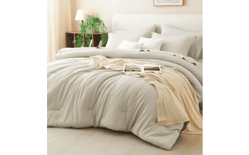 CozyLux King Comforter Set Beige 7PC