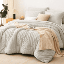CozyLux Queen Comforter Set Beige