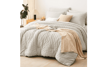CozyLux Queen Comforter Set Beige