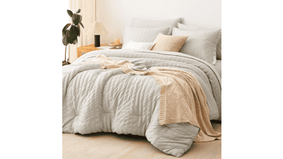 CozyLux Queen Comforter Set Beige