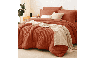 CozyLux Queen Comforter Set Burnt Orange