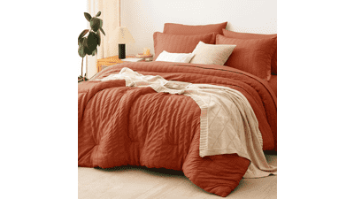 CozyLux Queen Comforter Set Burnt Orange
