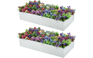 Meberam 2 Pack Galvanized Raised Garden Beds