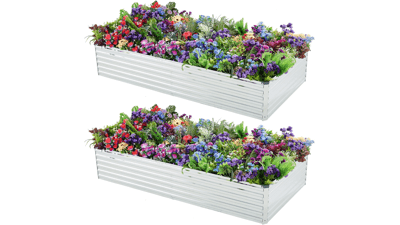 Meberam 2 Pack Galvanized Raised Garden Beds
