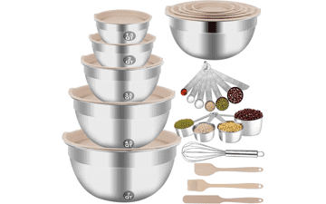 WEPSEN 25PCS Stainless Steel Mixing Bowls