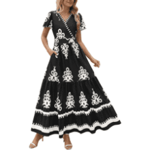 Womens Boho Maxi Dress with Pocket