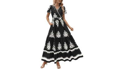 Womens Boho Maxi Dress with Pocket