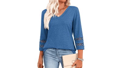 XIEERDUO Women’s V‑Neck Sleeve Top