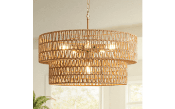 23.6" Boho Rattan Chandelier