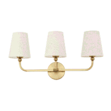 3-Light Brushed Gold Vanity Bathroom Sconces