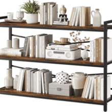 3-Tier Wood & Metal Bookshelf