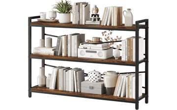 3-Tier Wood & Metal Bookshelf