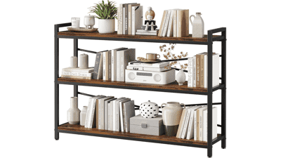 3-Tier Wood & Metal Bookshelf