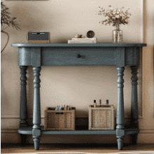 36" Retro Farmhouse Curved Console Table